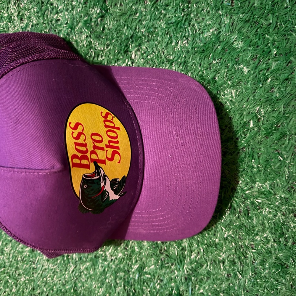 Bass Pro Shops Purple Trucker Hat with Yellow Logo